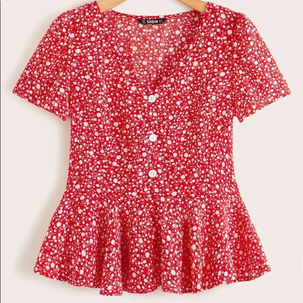Red and white blouse